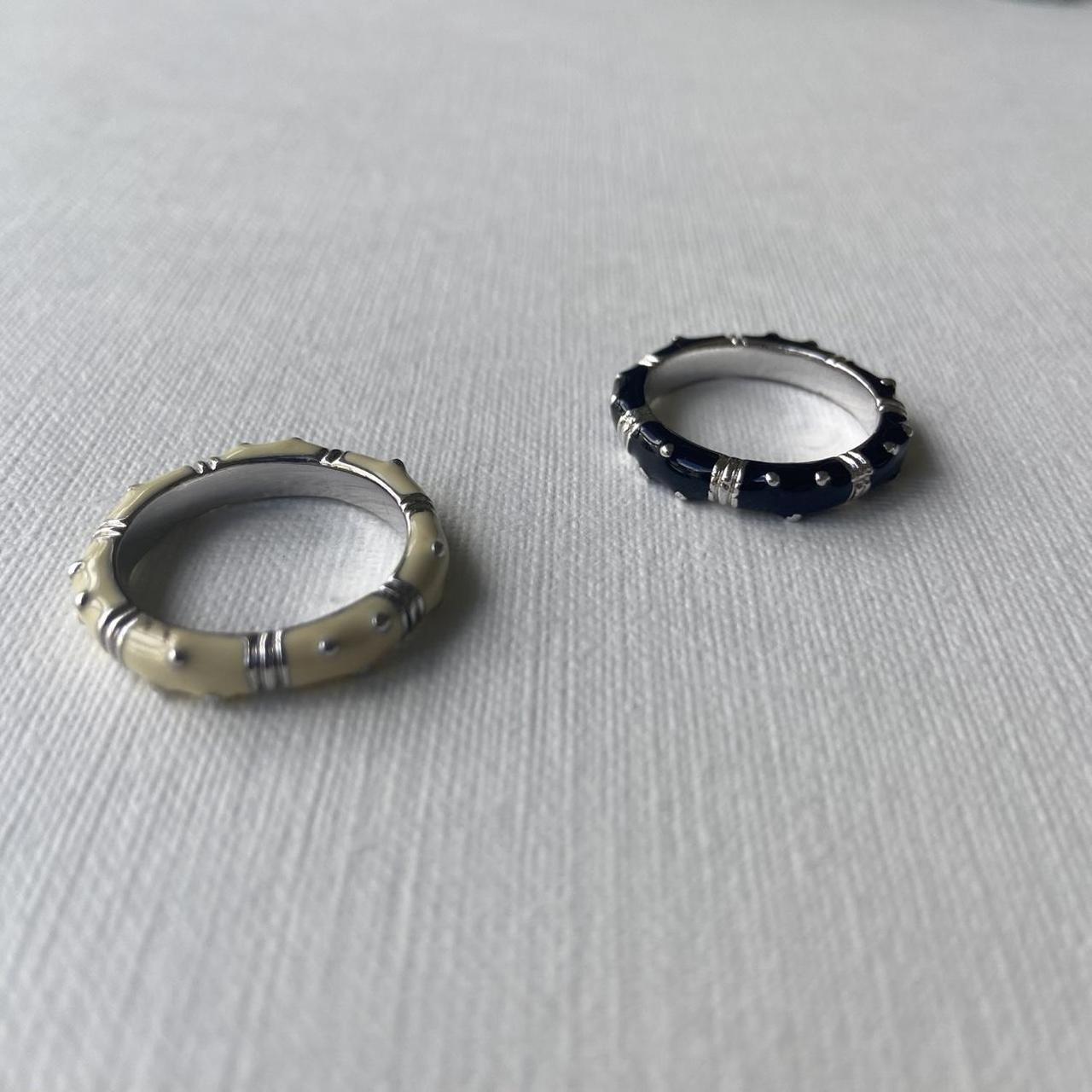 Women's Ring - White/Black – Polka Dot Stackable … - image 2