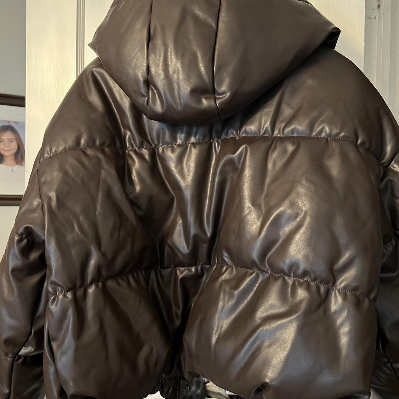 H&M brown puffer jacket size large - Depop