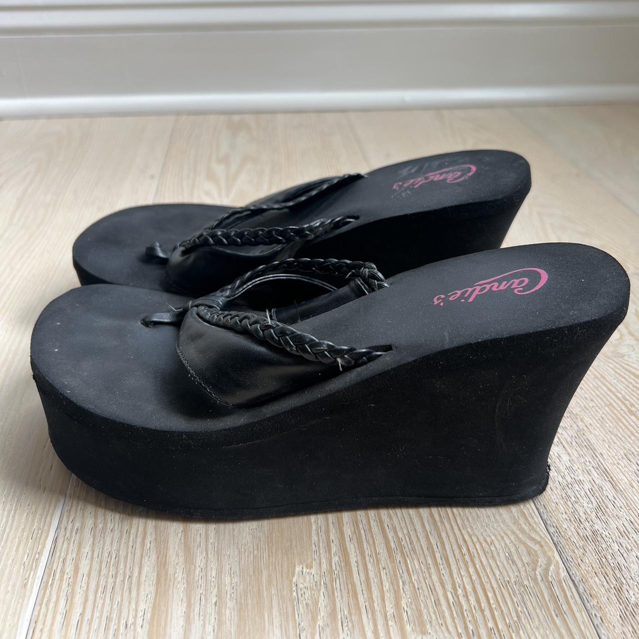 Candies black chunky platform flip flops with... - Depop