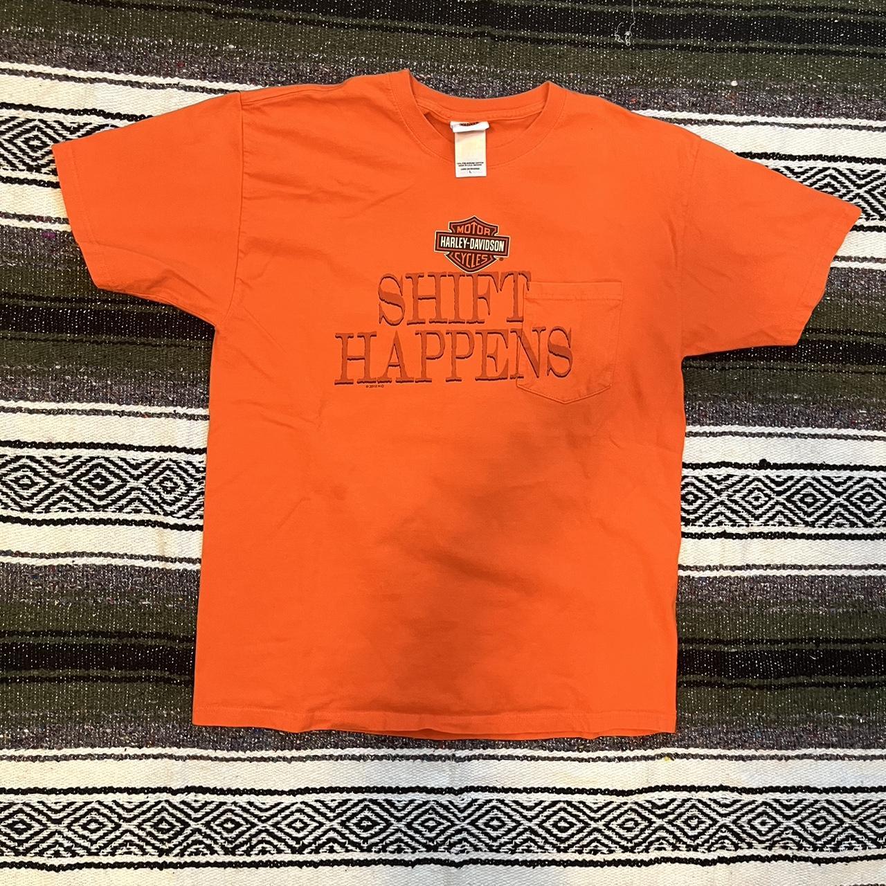 Clean Orange Harley Davidson T-Shirt Size Large... - Depop