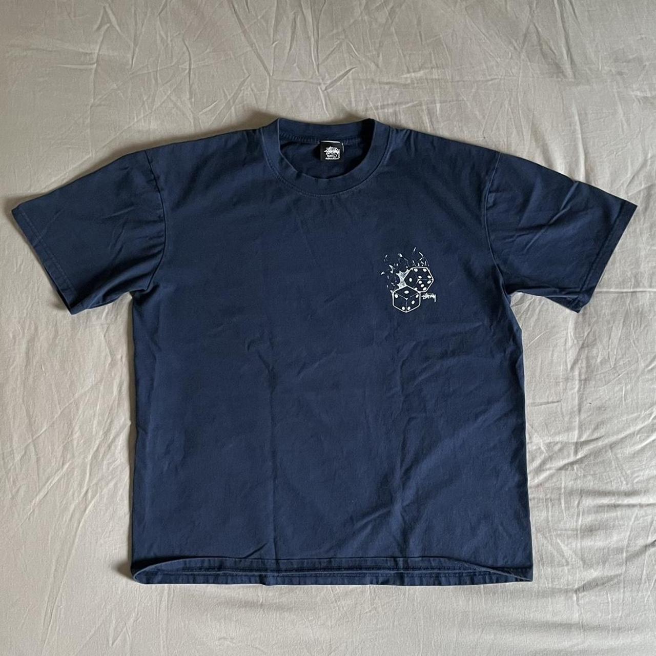 large navy blue stussy tee price is negotiable what... - Depop