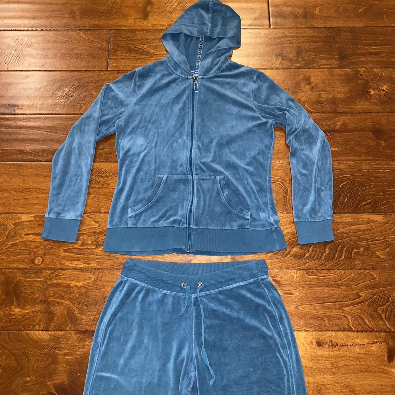 Vintage y2k baby blue velour track suit Great... Depop