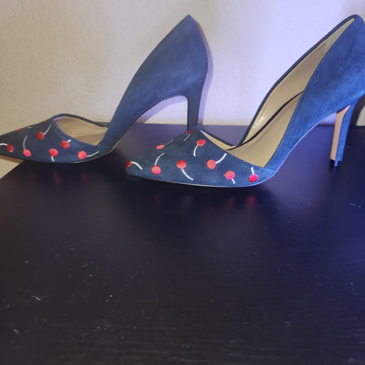 Ann Taylor Azra Cherry Embroidered Suede Pumps Depop