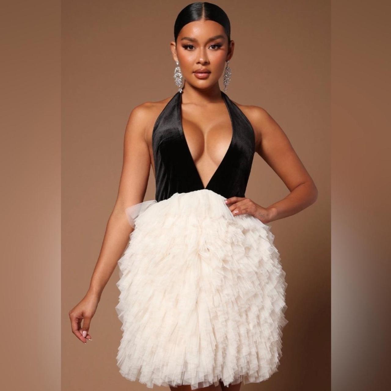 Fashion nova black and white dress best sale