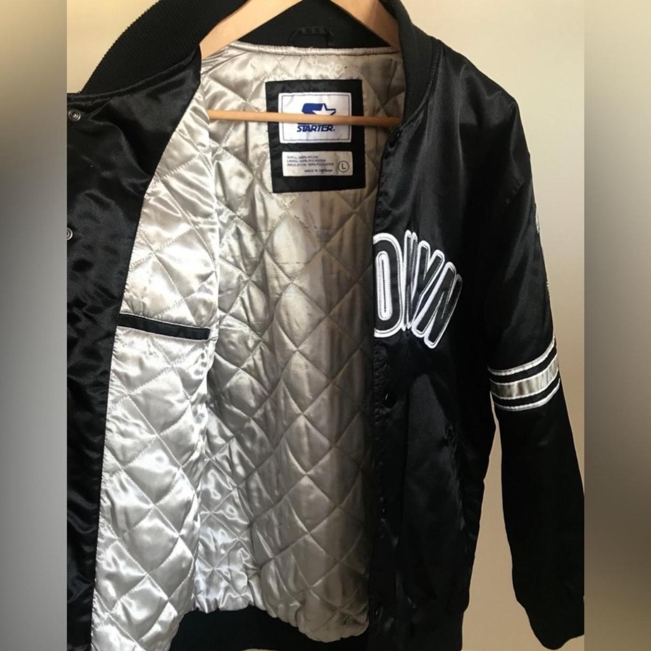 Starter Brooklyn Nets Striped Satin | Depop Starter Brooklyn Nets Striped Satin | Depop