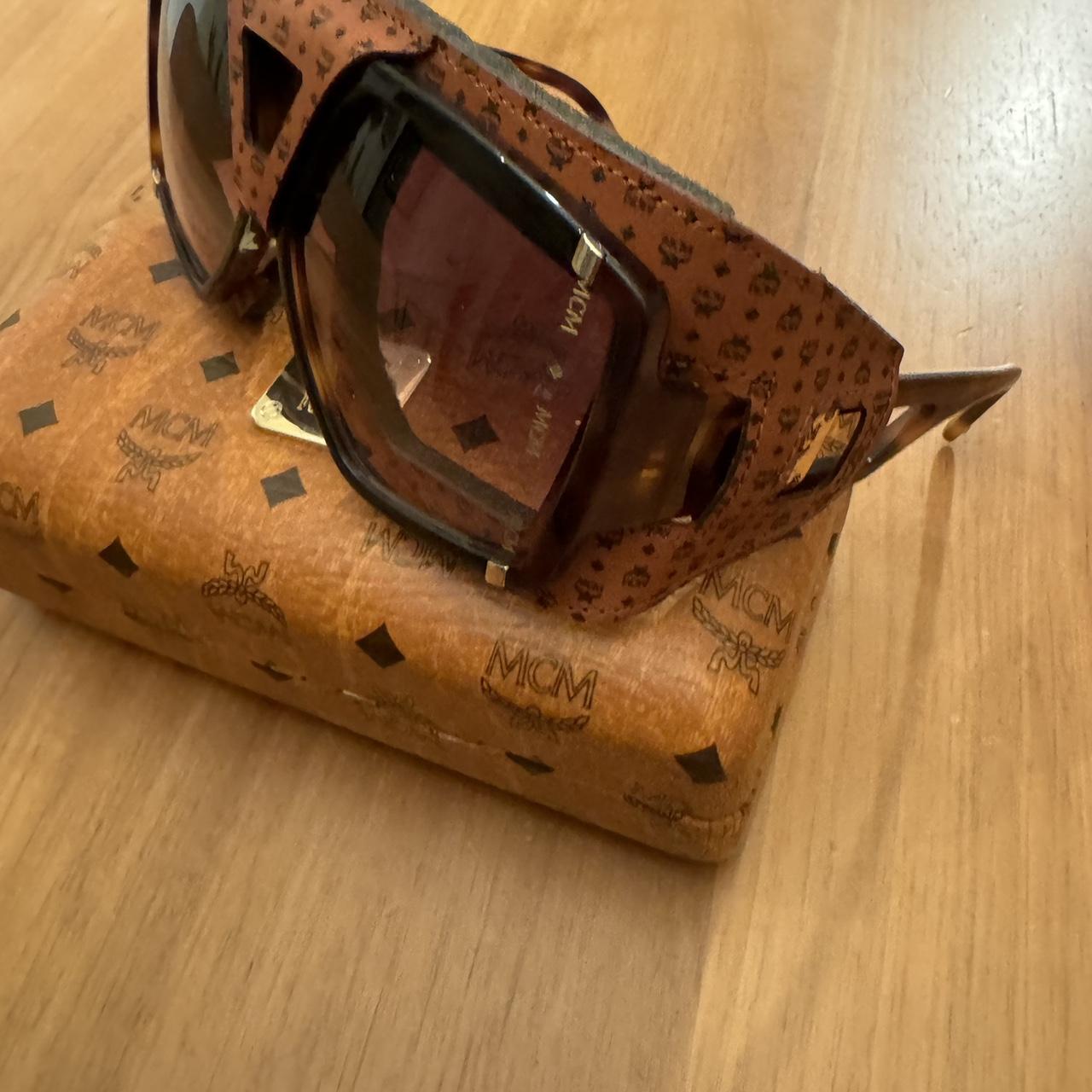 Vintage MCM Leather Monogram Oversized Sunglasses | Depop