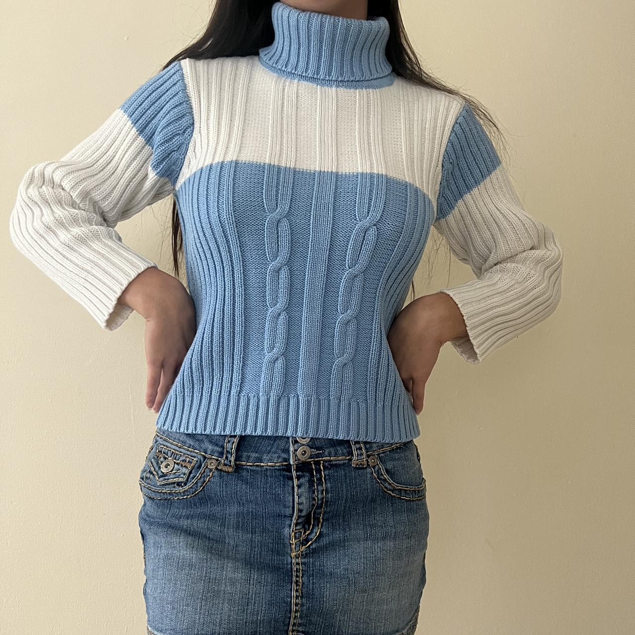 90s Vintage Turtle Neck Thick Knit Material Depop