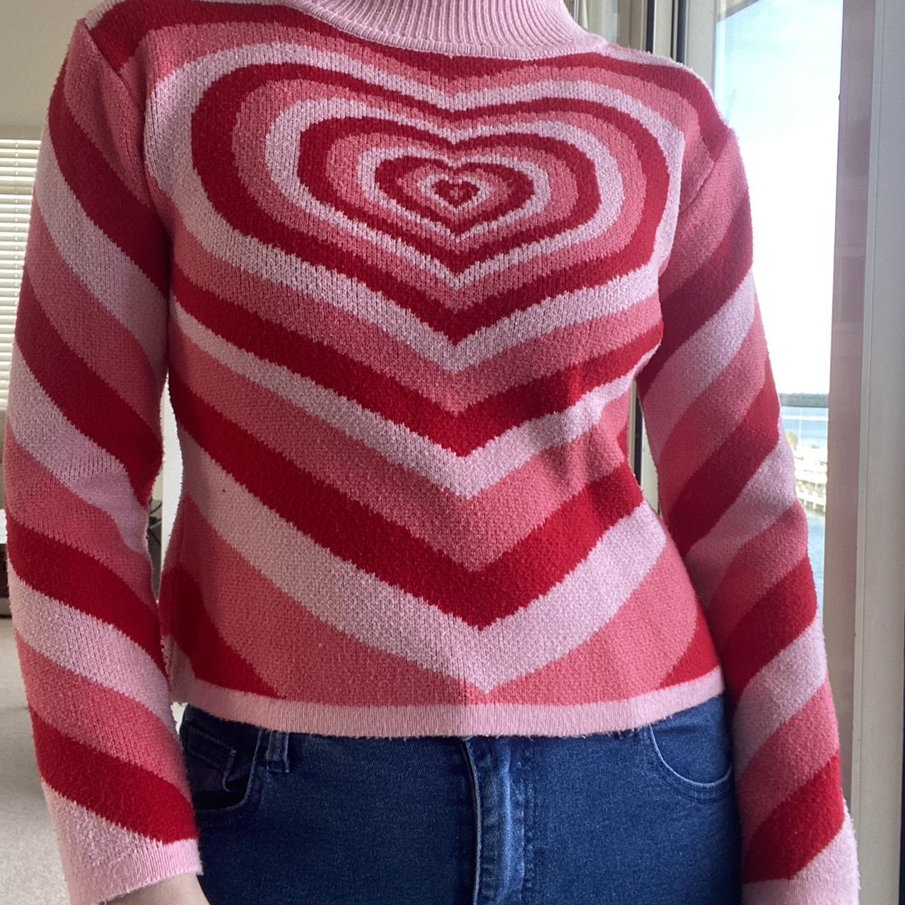 Pink and hot pink heart sweater So cute and. Depop