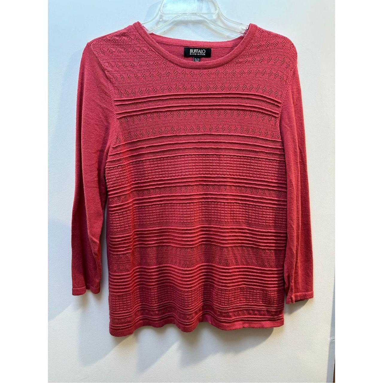 Buffalo David Bitton women’s red knit 3/4 sleeve... - Depop