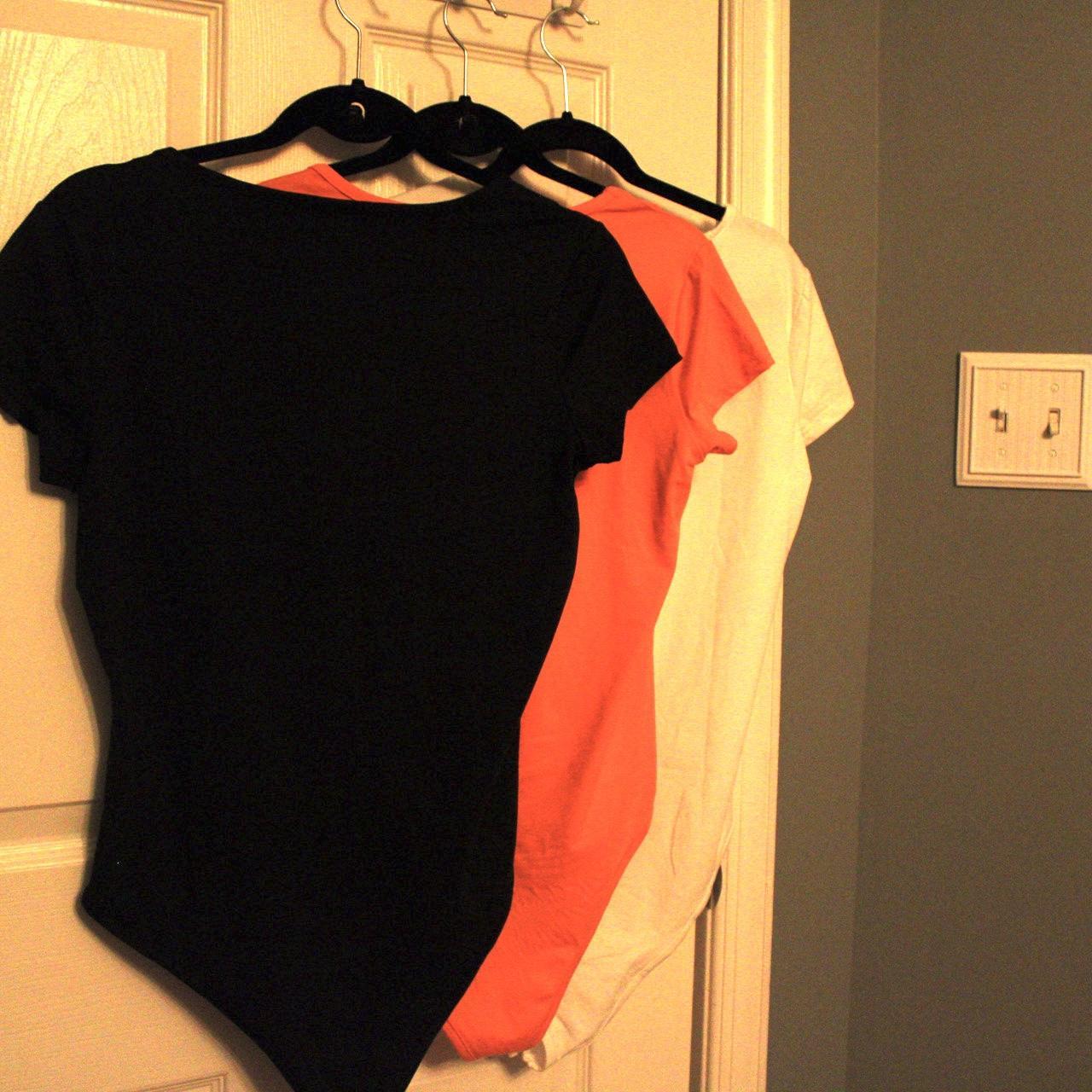 Orange Straight Neck Bodysuit* Size M built in - Depop