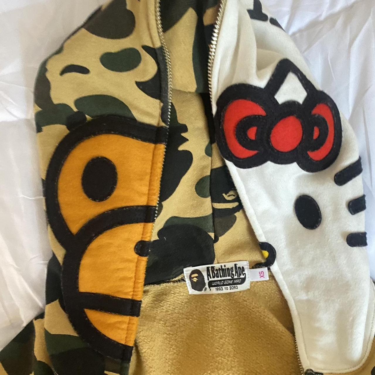 Authentic hello kitty bape hoodie size extra small... - Depop