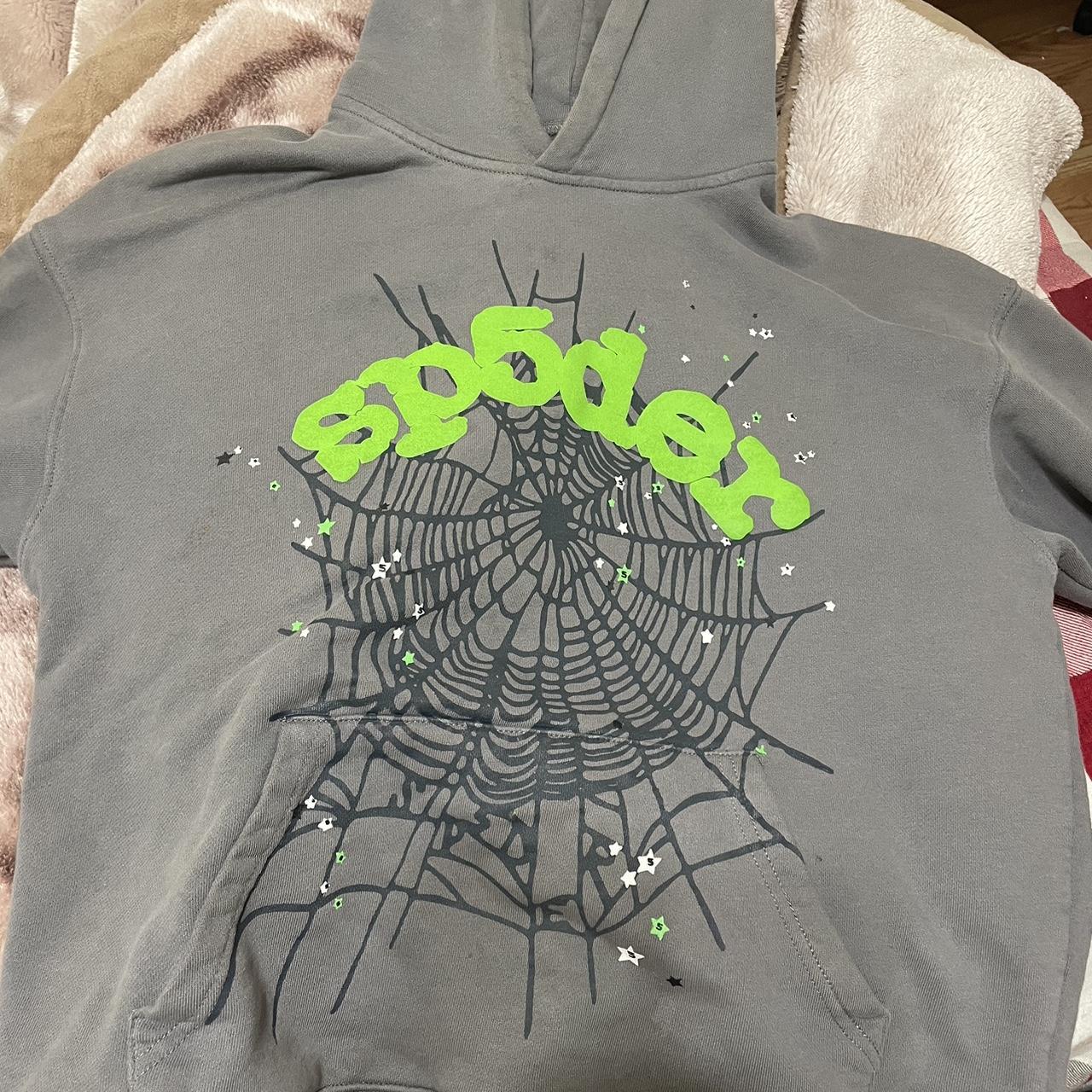 grey sp5der hoodie - Depop