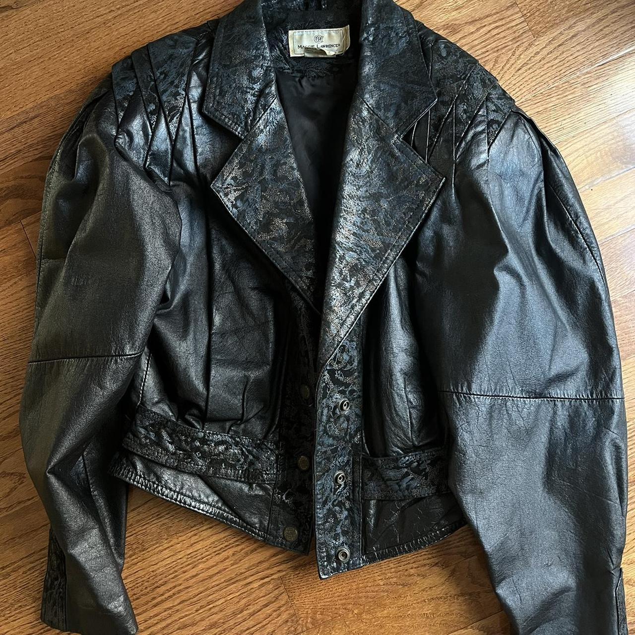 Vintage Maggie Lawrence leather jacket Size... - Depop