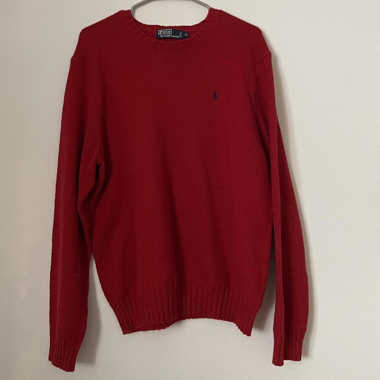 Ralph Lauren red 100% cotton sweater, so cozy and in... - Depop