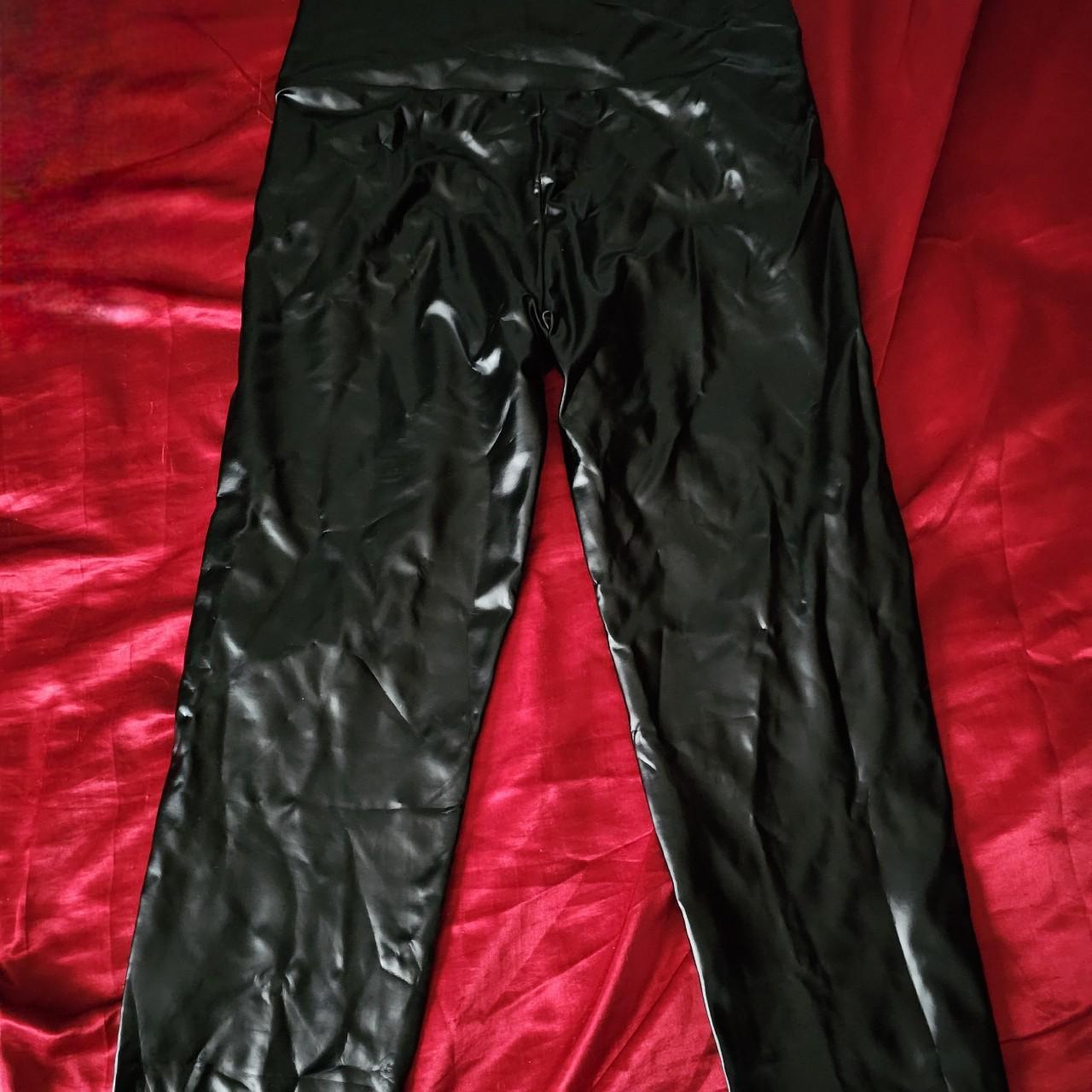 Faux leather high waisted leggings They are xl but - Depop