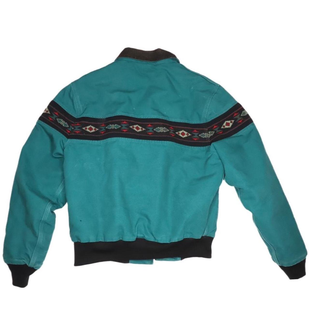 Vintage 90s Carhart aztec jacket. Turquoise blue. | Depop