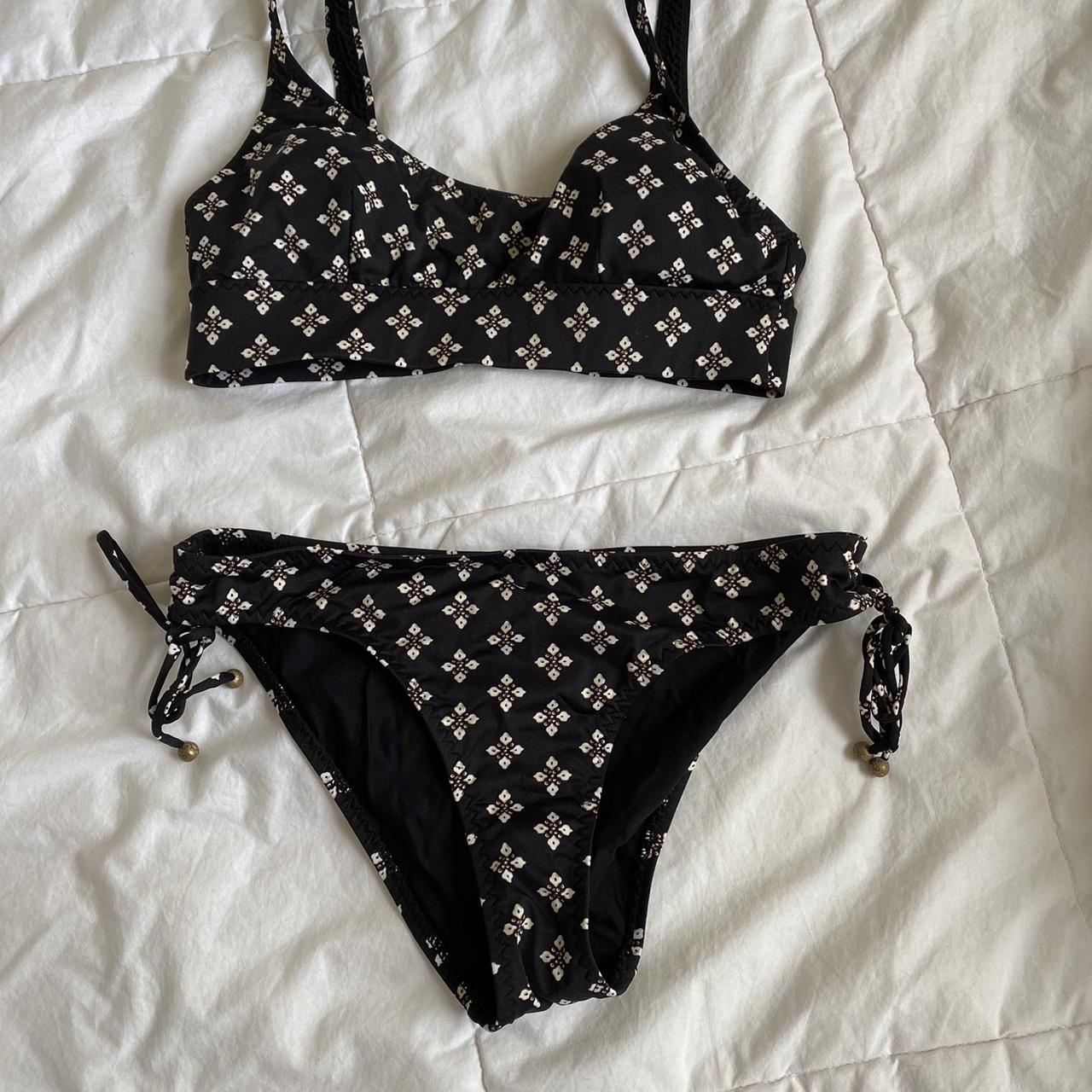 black patterned bikini set tigerlily size xs like... - Depop