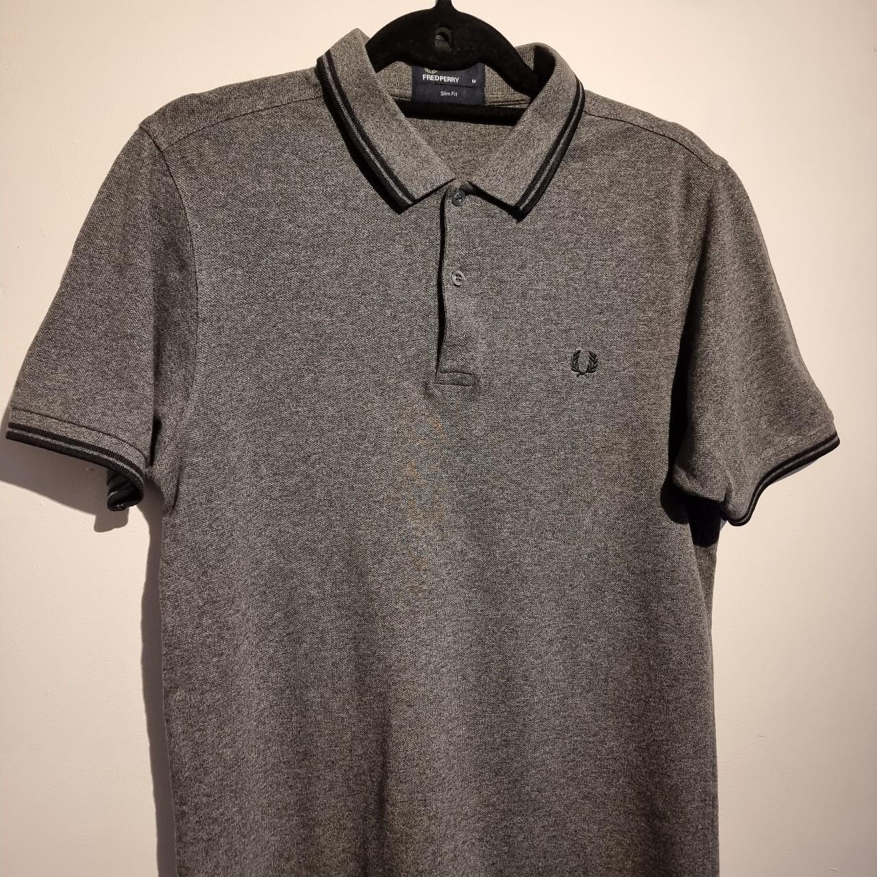 Fred Perry Polo. Grey and Black slim fit medium two... - Depop