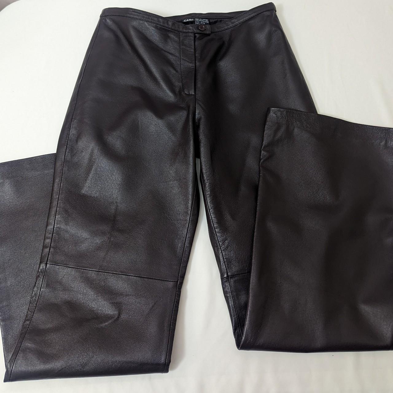 CAMI INTERNATIONAL Dark Brown Leather Bootcut Pants... Depop