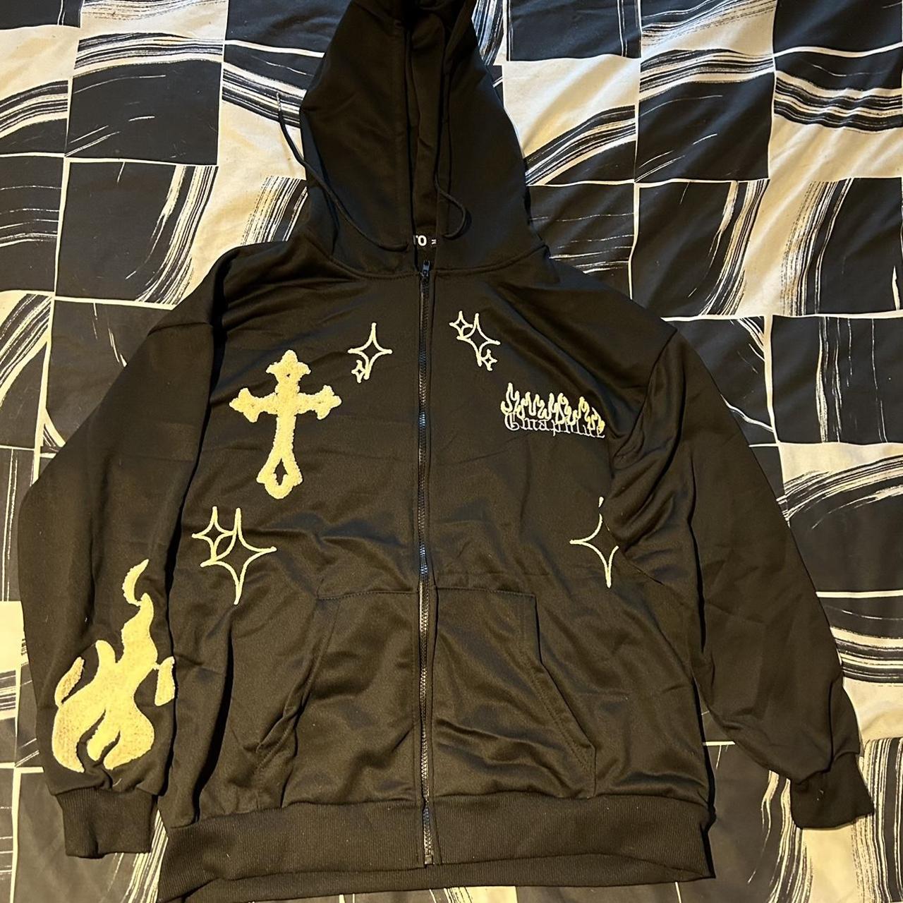 Y2K Zip-Up Hoodie “Sparks” Size M #y2k #zipup #hoodie - Depop