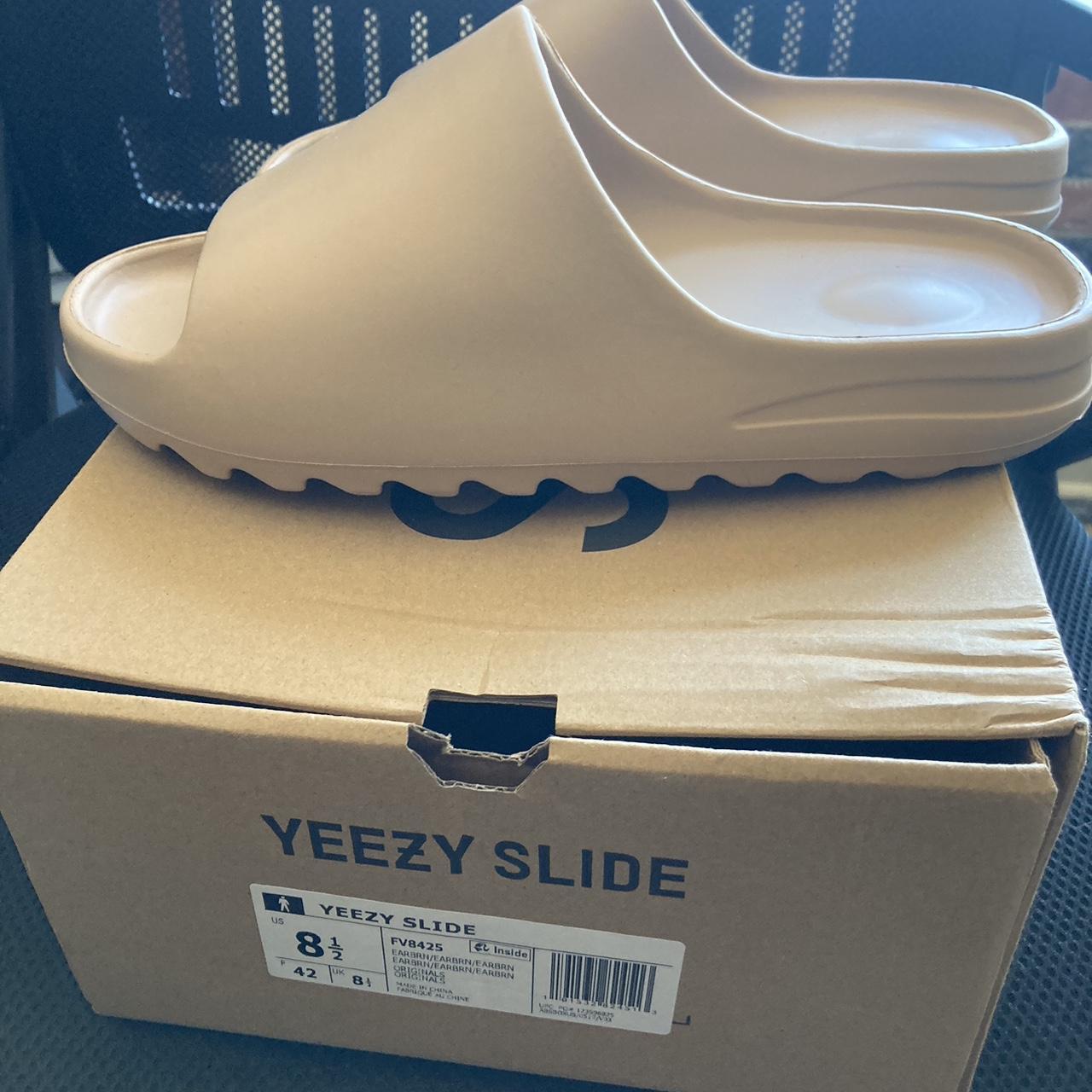 tan yeezys slides