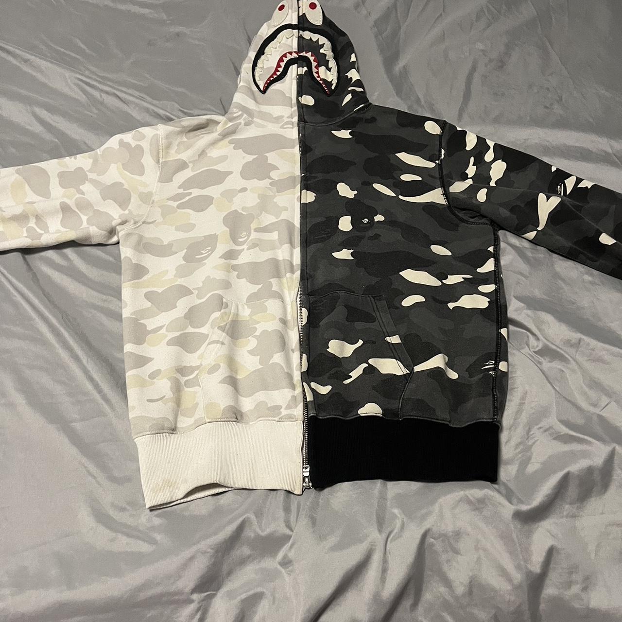 Bape hoodie half camo best sale half black