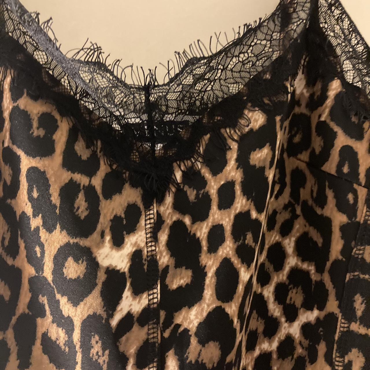 Venus Animal Print Dress with Lace Size 6 - Depop