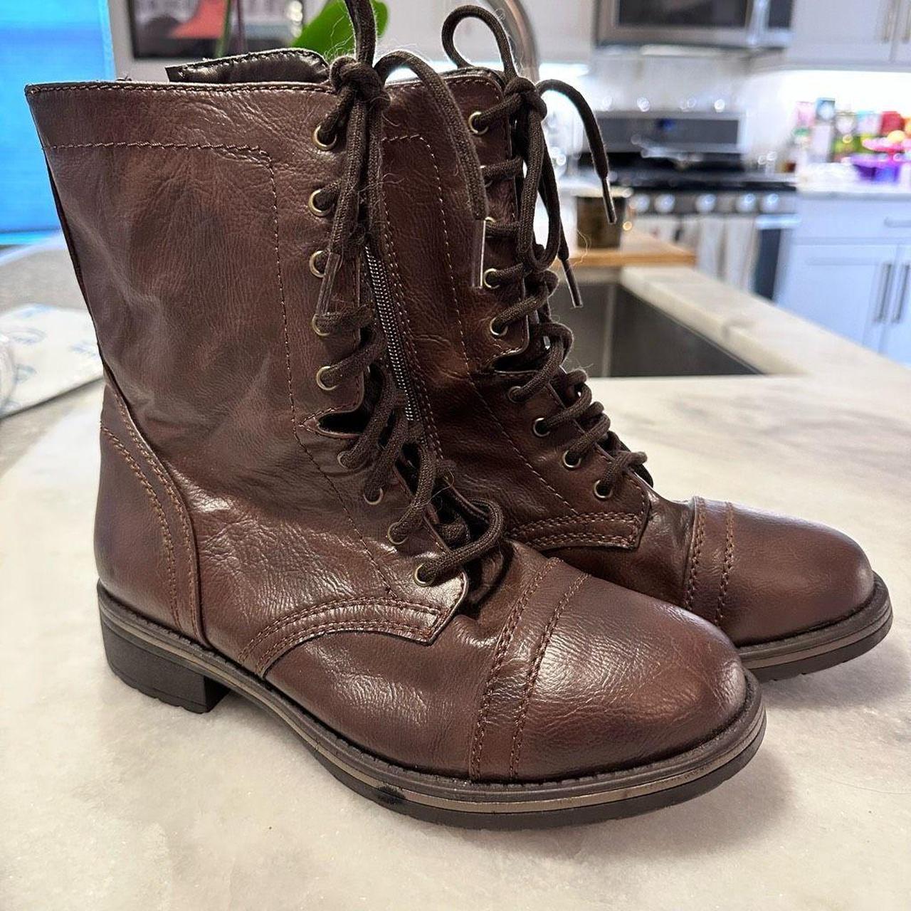 Kohl's Womens SO Compass Brown Vegan Faux Leather... - Depop