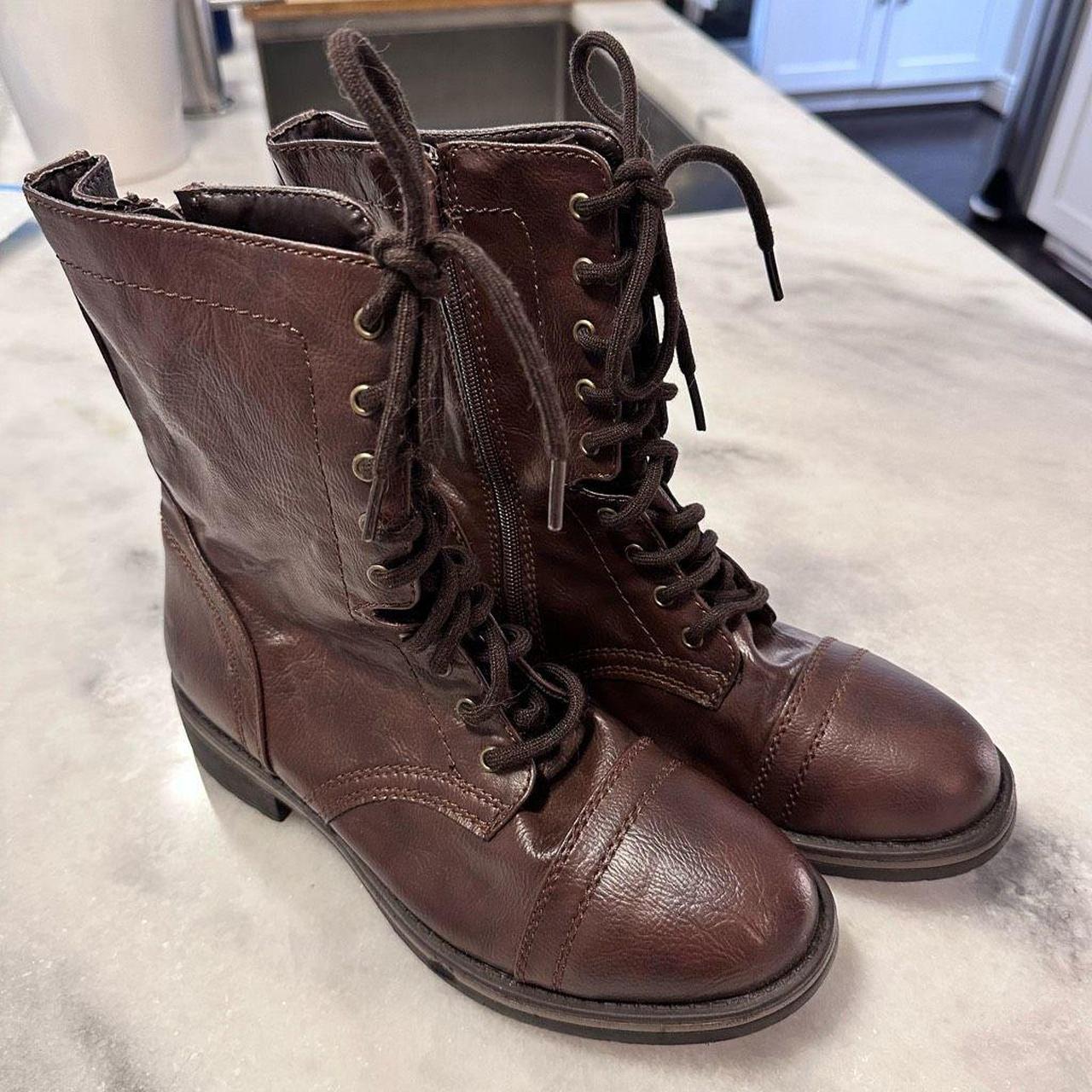 Kohl's Womens SO Compass Brown Vegan Faux Leather... - Depop