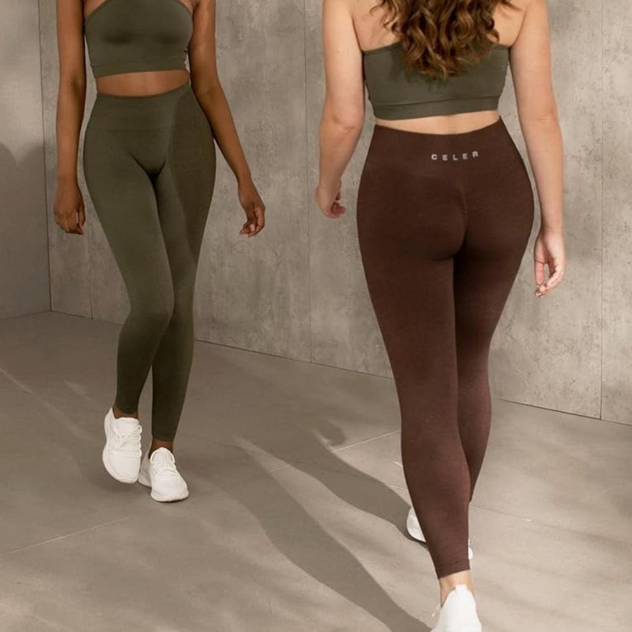 Celer brown seamless leggings with booty - Depop