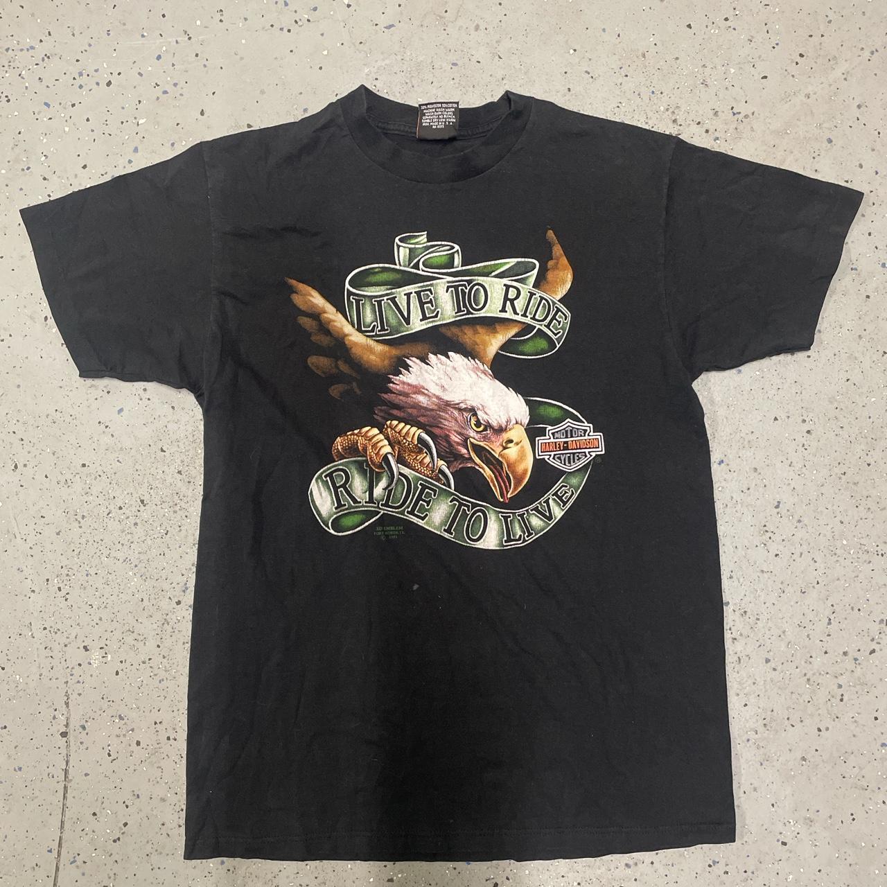 Super Rare 1991 3D Harley Shirt Single Stitch Large - Depop