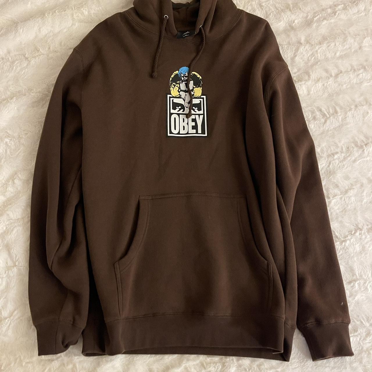 Obey brown hoodie hotsell