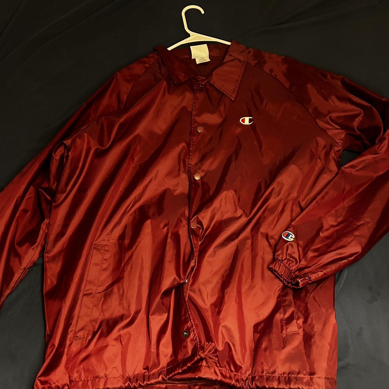 Champion Men s Red Windbreaker Depop