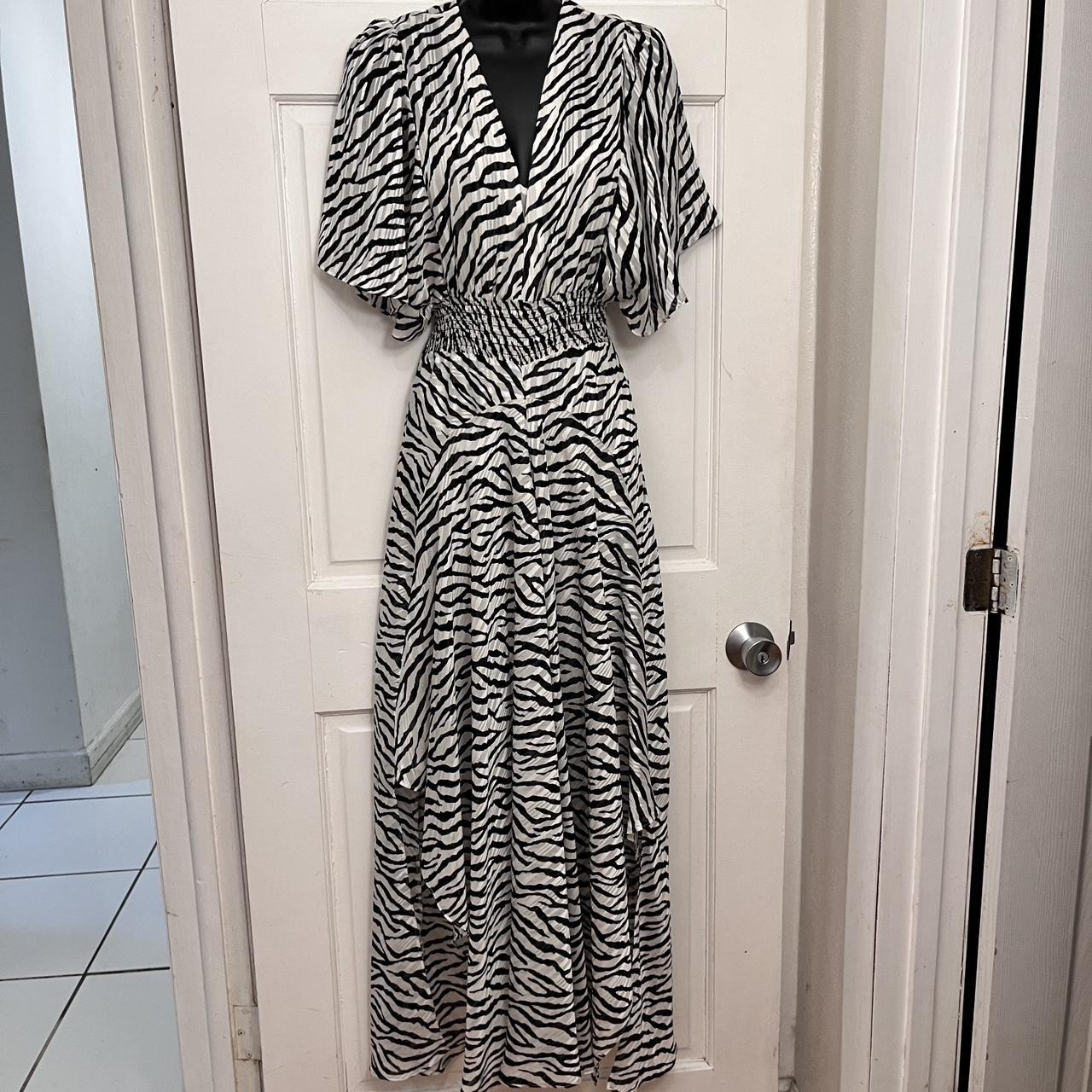 Maje Rachelle Shirred Zebra Print Jacquard Maxi Depop