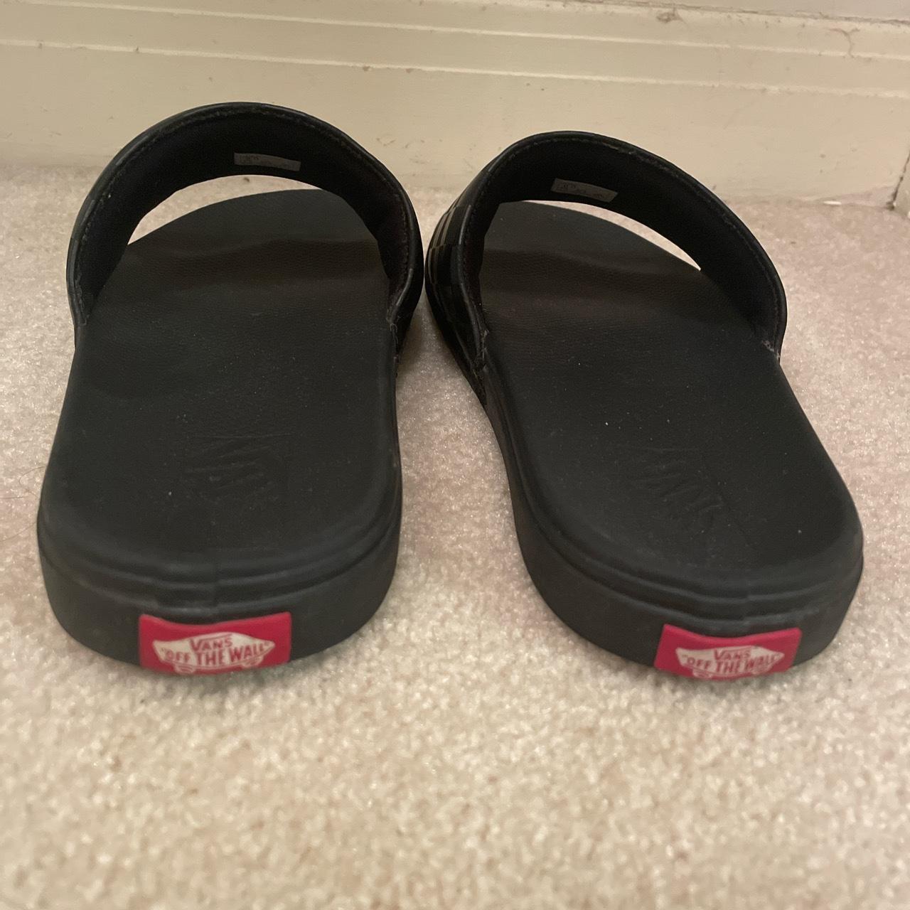 Black Vans slides, Men's size 8, black Depop