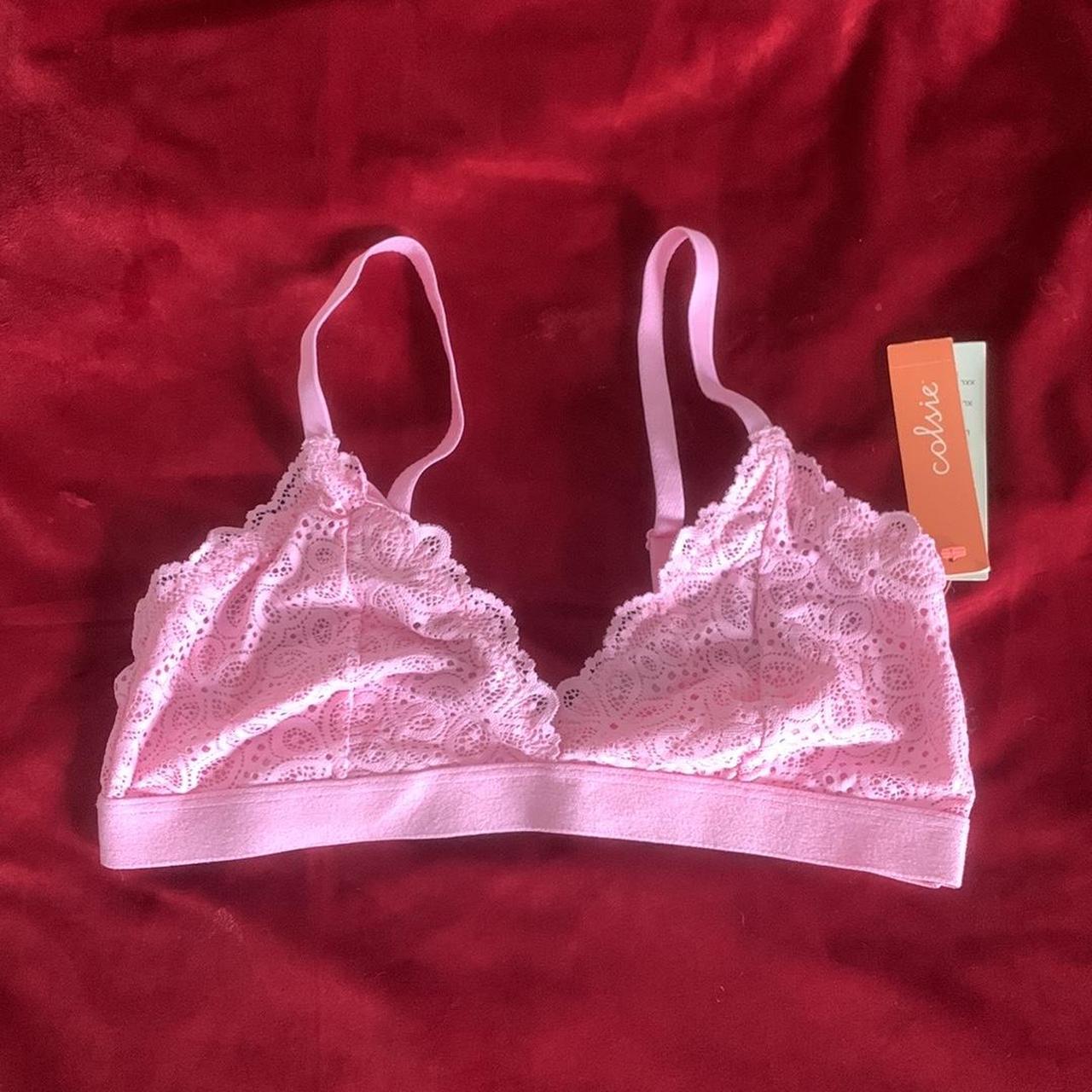 super cute lace pink top!! built in bra so holds - Depop