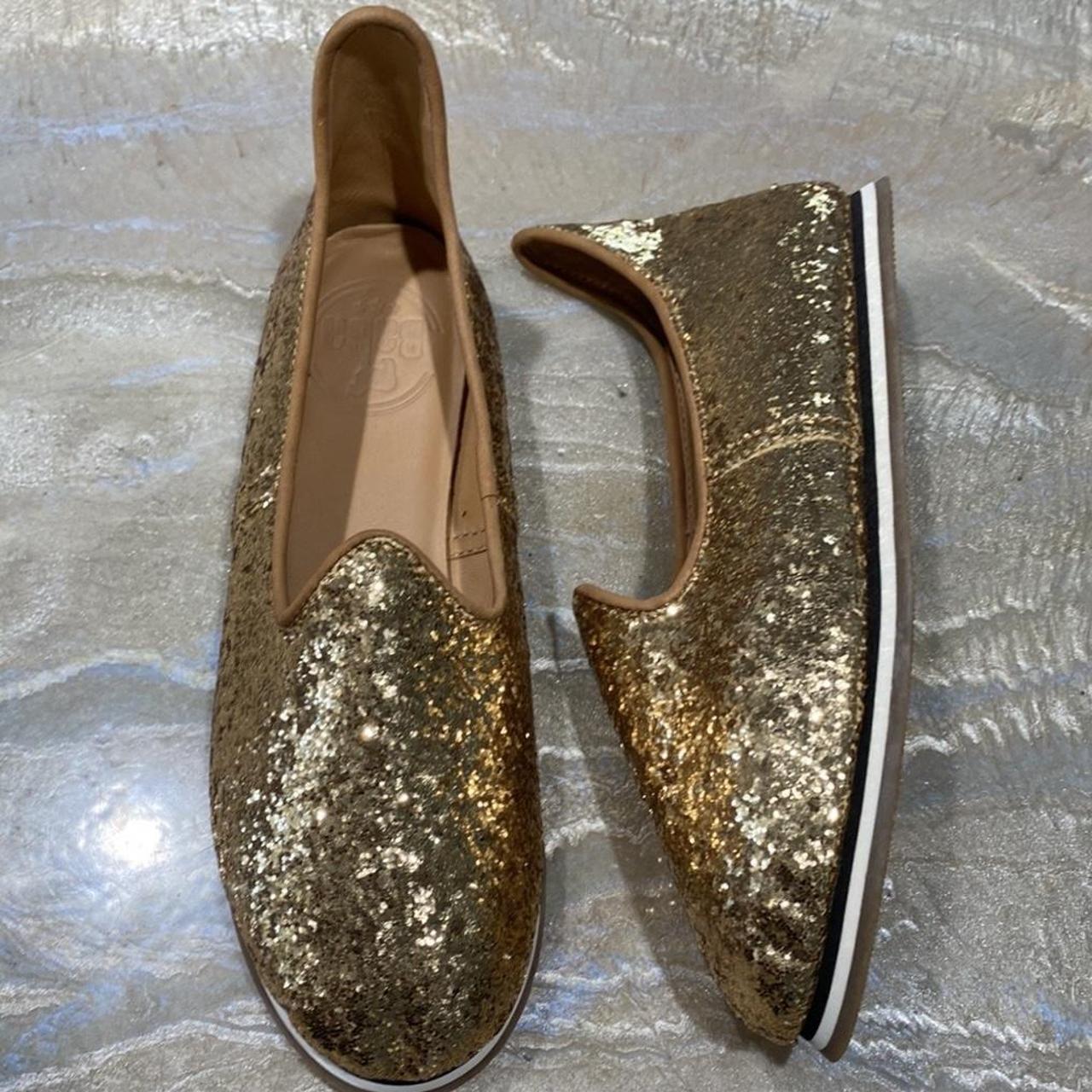 Gold sales glitter flats