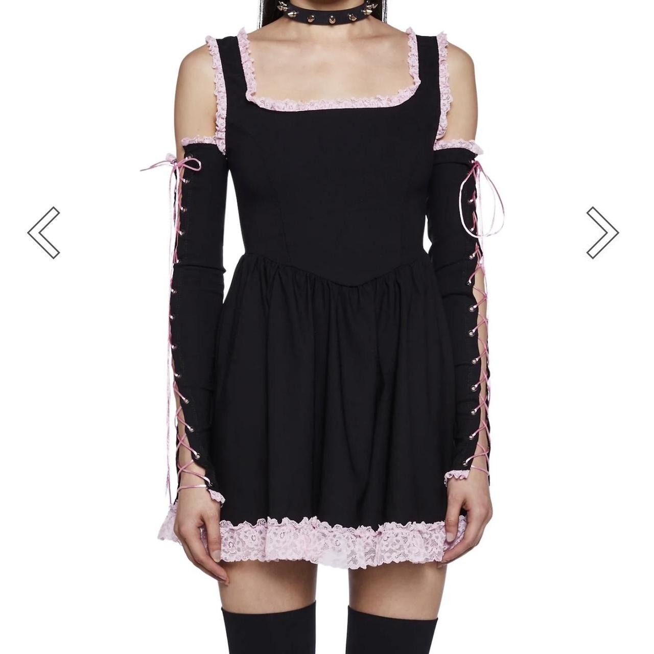 Dolls Kill Black and pink babydoll dress. •Never... Depop