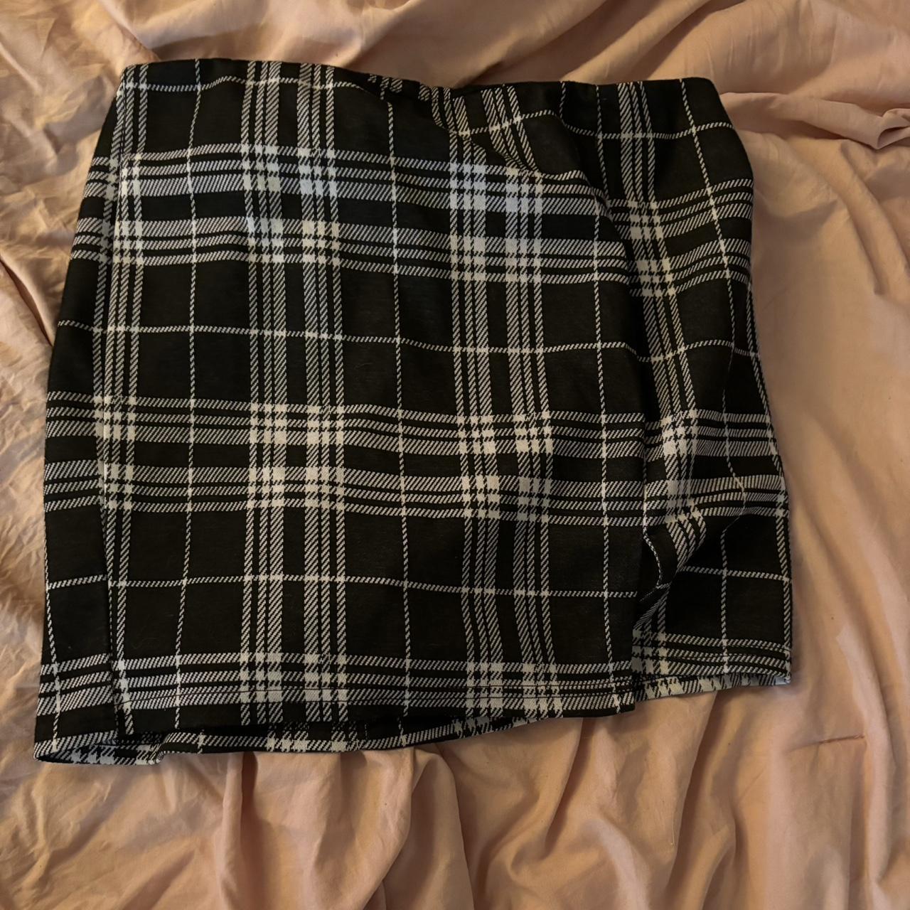 Black and white plaid mini skirt