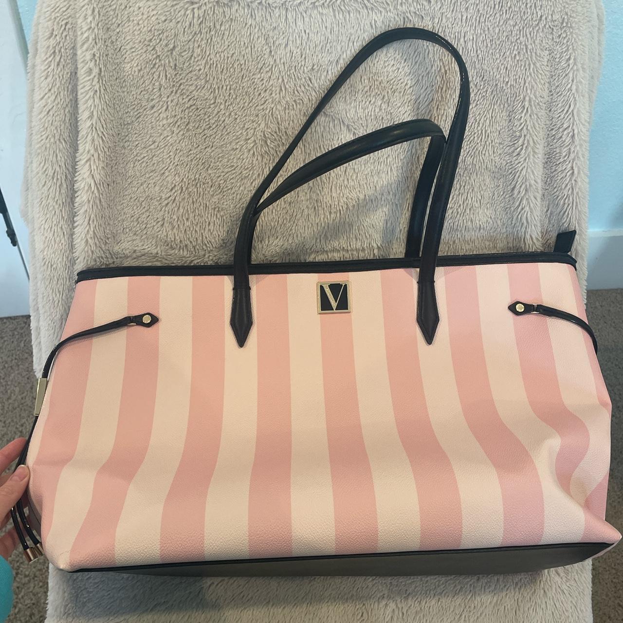 VS bag iconic pink and white stripes perfect... - Depop