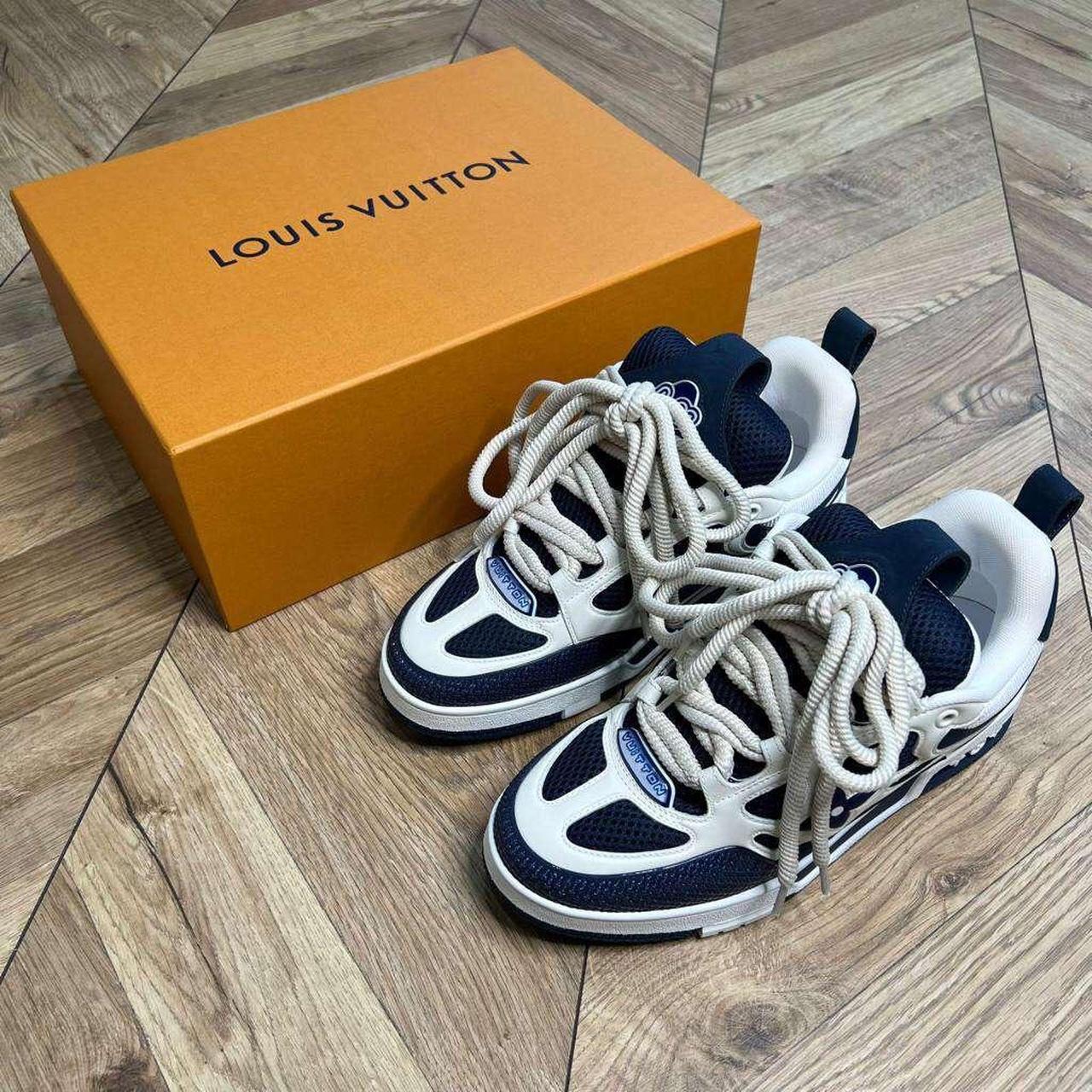 White and blue Louis Vuitton sk8 trainers Free... Depop