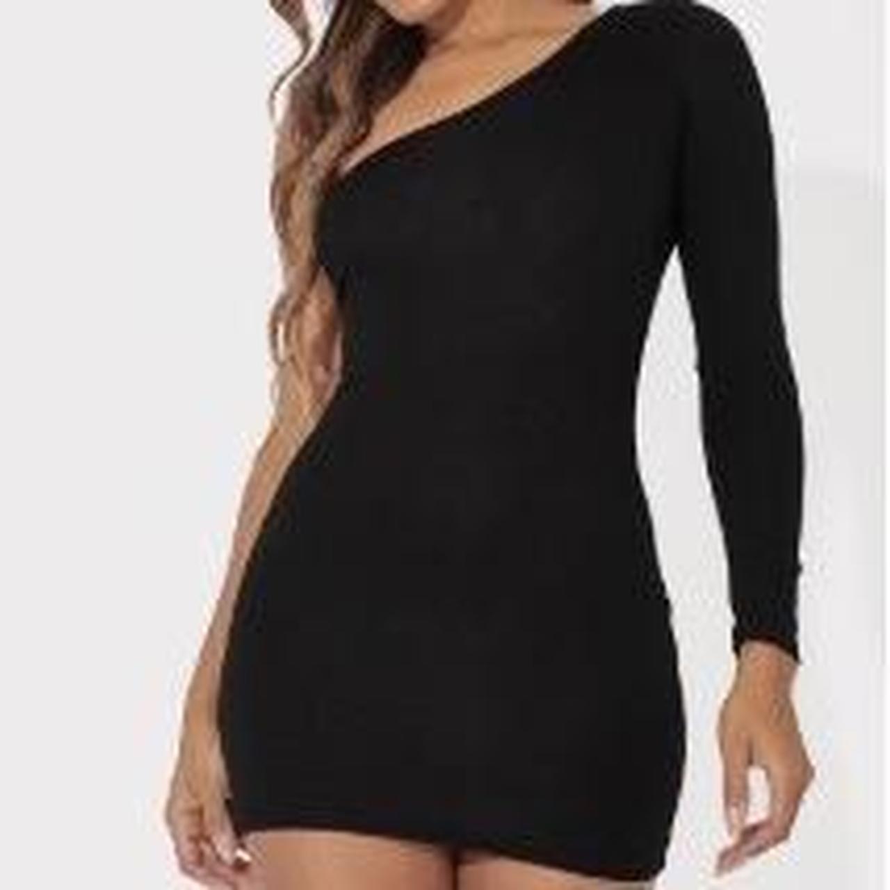 One Shoulder Dress Black And White Dress Pretty Little Thing Black