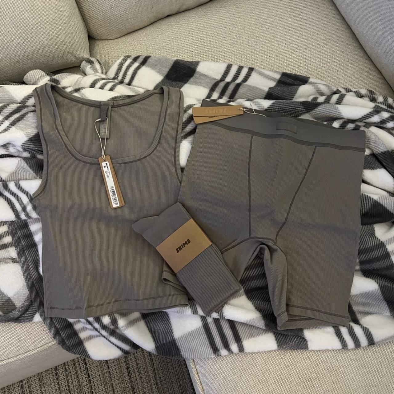 skims set in smoke cotton rib material top size... Depop
