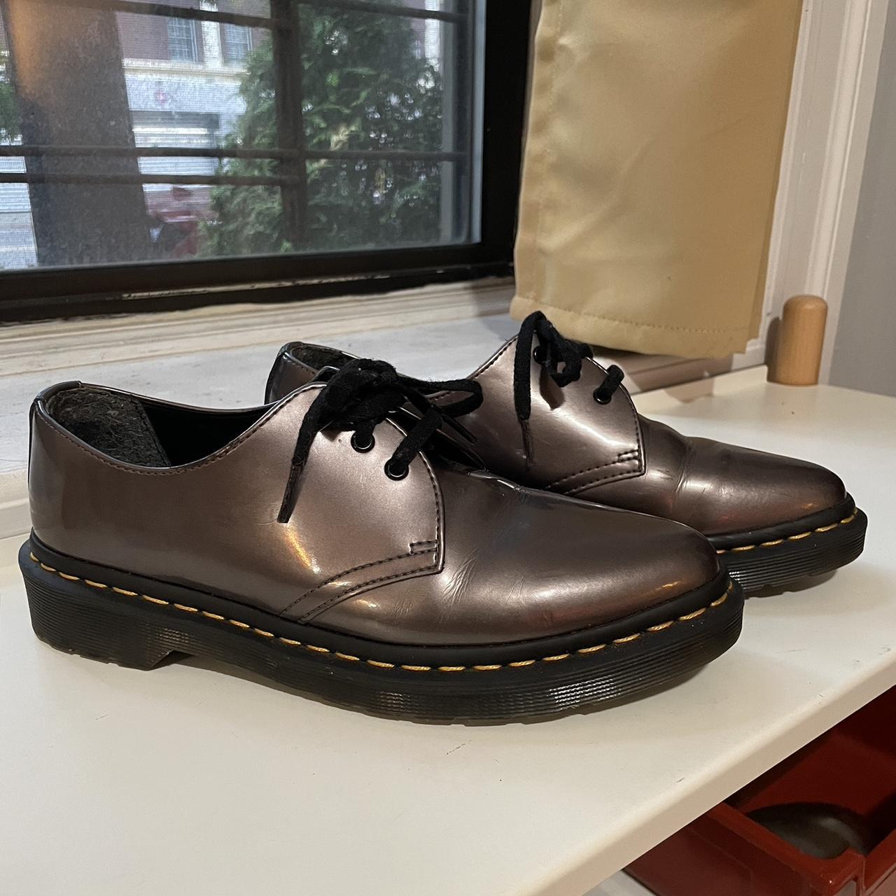 Dr. Martens Dupree Oxfords in metallic silver. Size. Depop