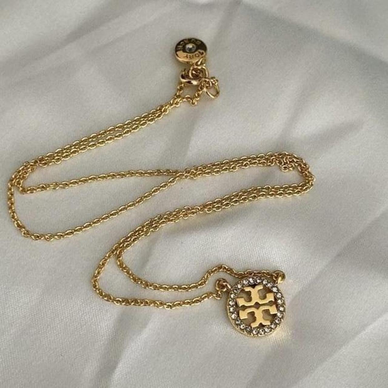 Auth NEW Stunning Tory Burch GOLD Delicate Logo Necklace 18 -19
