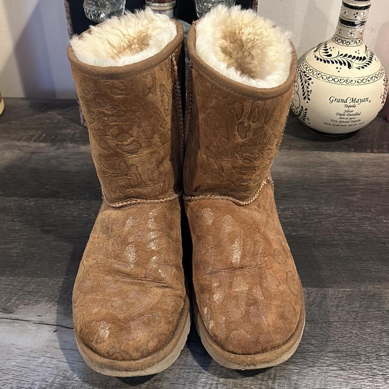 tan UGG boots with leopard print women s size US. Depop