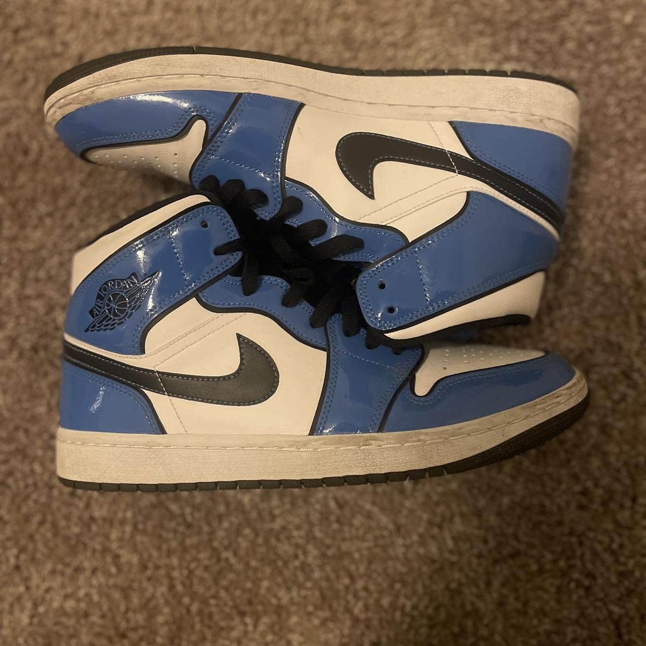 Size 9 Jordan 1 mid signal blue slightly used Depop