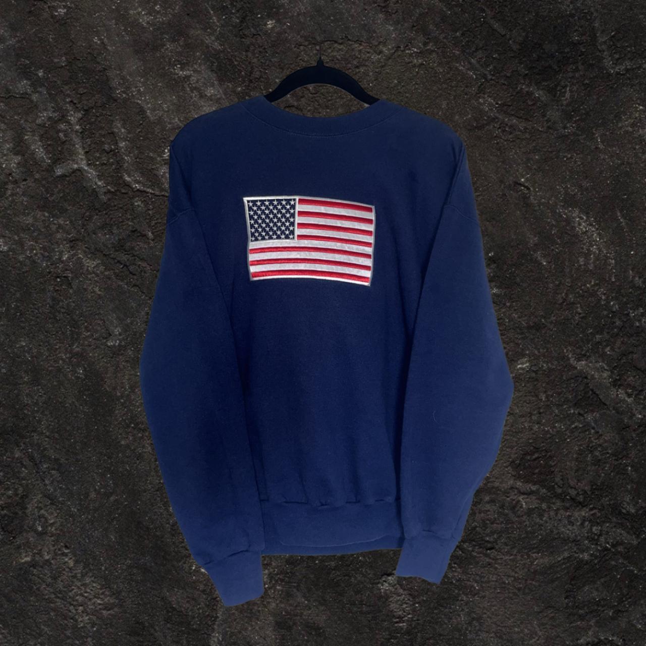 Vintage USA American Flag Sweater Embroidered size... - Depop