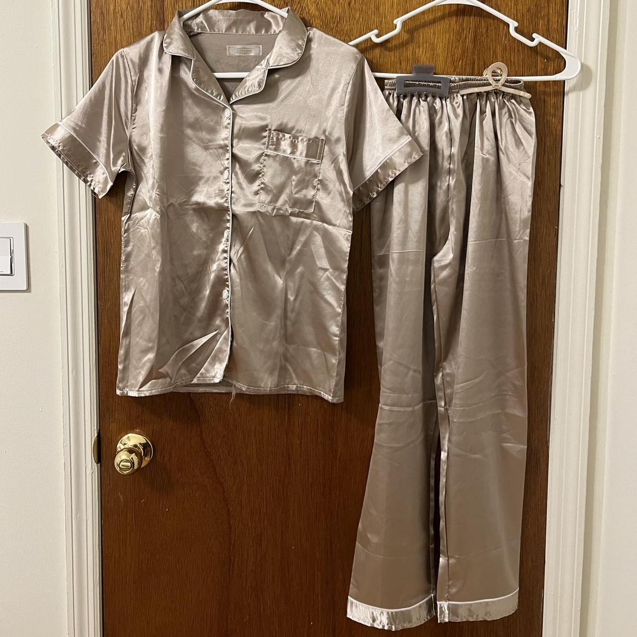 Satin Champagne Pajama Set (Size is Large but fits... - Depop