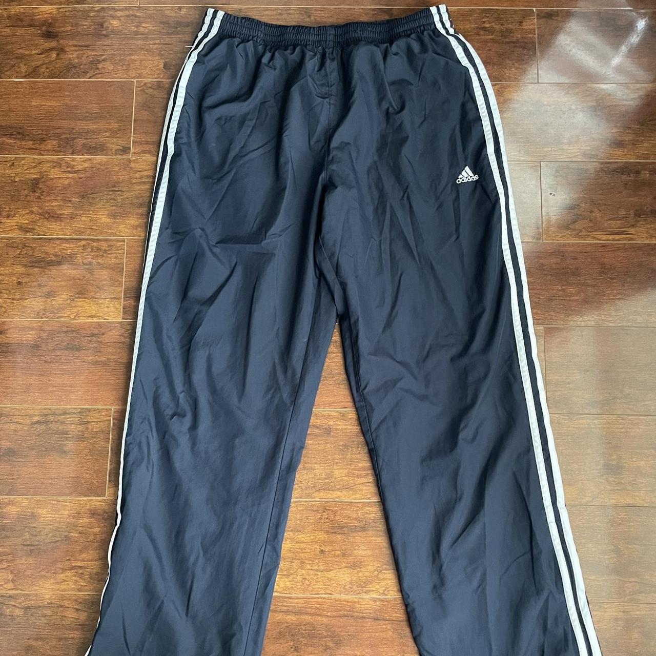 Navy Blue Adidas 3 Stripes Track Pants Size M... - Depop